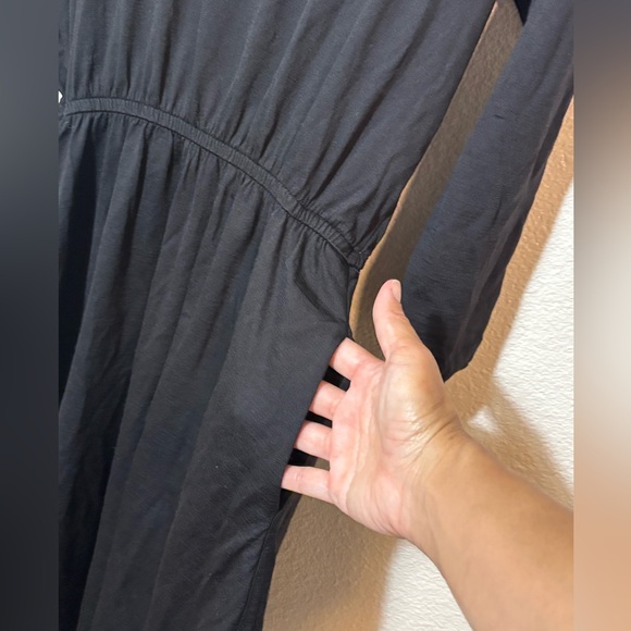 Wool& Fiona Merino Wool Blend Black Scoop Neck Defined Elastic Waist Size Small - Picture 3 of 4